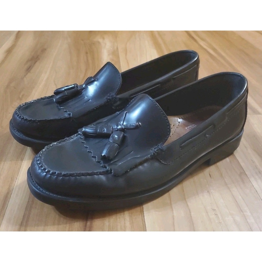Bass WEEJUNS Marietta II Black Womens 8.5 Tassel Loafers Leather Kiltie Shoes